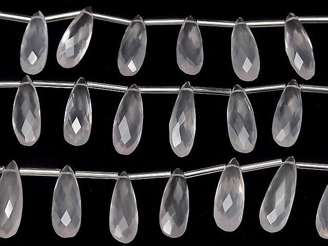 Hochwertiger Rosenquarz AAA Tropfenform facettiert Briolette 24x8mm halb oder 1Strang Perlen (8Stück)