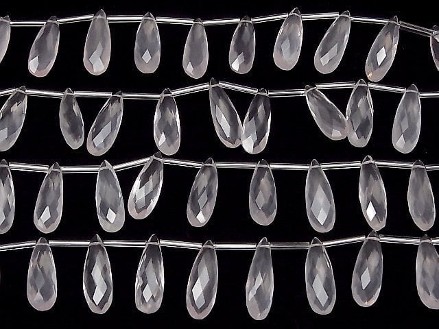 Hochwertiger Rosenquarz AAA Tropfenform facettiert Briolette 24x8mm halb oder 1Strang Perlen (8Stück)