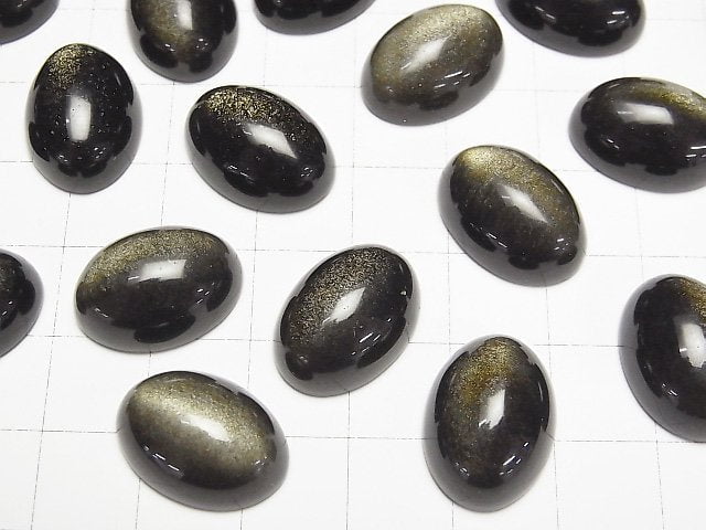Goldener Obsidian AAA Ovaler Cabochon 18x13mm 2Stk