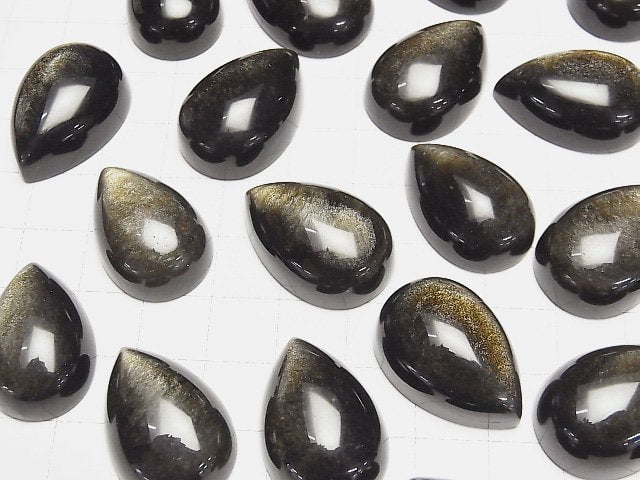 Goldener Obsidian AAA Tropfenform Cabochon 26x18mm 1Stk