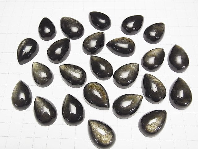 Goldener Obsidian AAA Tropfenform Cabochon 26x18mm 1Stk