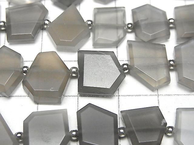 灰色月光石 AA++ 刻面原礦切片 1串珠子 (約7英吋/18公分)