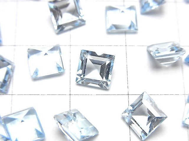 高品質天藍拓帕石 AAA 裸石 方形刻面 6x6mm 3顆