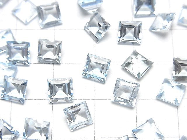 Hochwertiger himmelblauer Topas AAA Lose Stein Quadrat Facettiert 6x6mm 3Stk