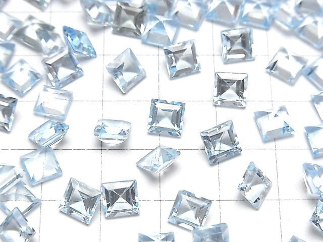 Hochwertiger himmelblauer Topas AAA Lose Stein Quadrat Facettiert 6x6mm 3Stk