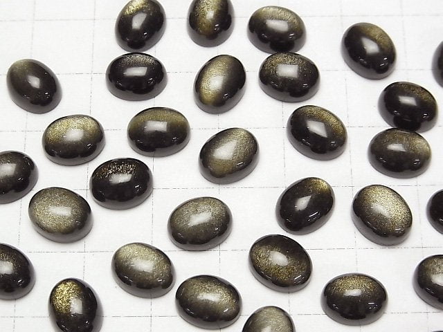 Goldener Obsidian AAA Oval Cabochon 10x8mm 4Stück