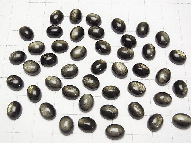 Goldener Obsidian AAA Oval Cabochon 10x8mm 4Stück