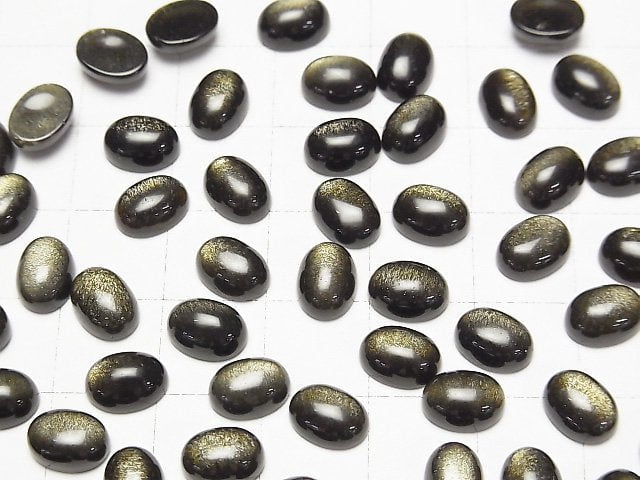 Goldener Obsidian AAA Oval Cabochon 8x6mm 5Stück