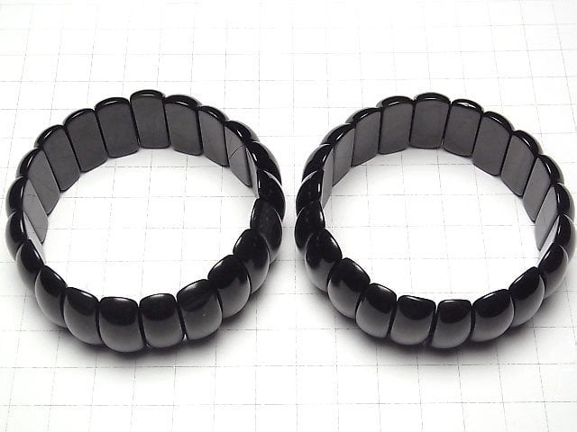 Mexikanischer schwarzer Obsidian AAA 2-Loch Oval 24x10x7mm Armband