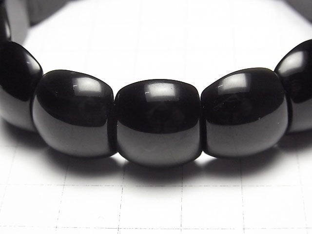 墨西哥黑曜石 AAA 級 2 孔橢圓形 18x15x8mm 手鍊