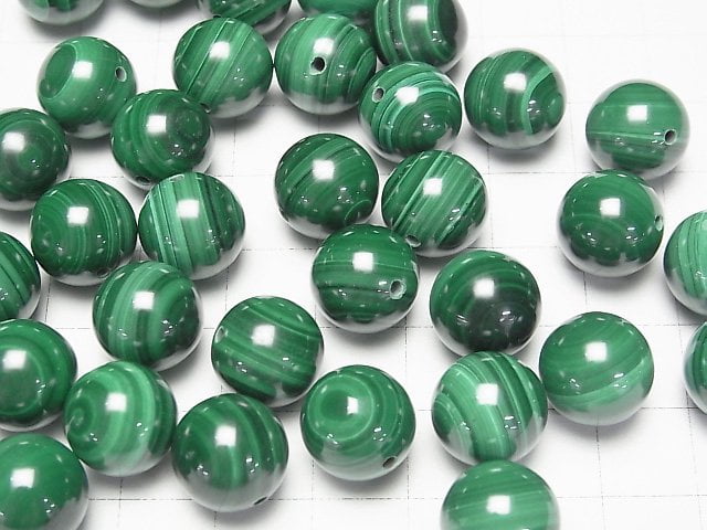 Malachit AAA Halb Durchbohrt Rund 14mm 2Stücke