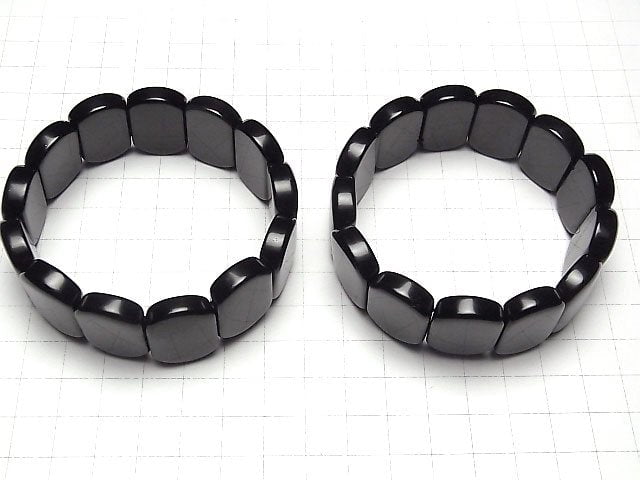 Mexikanischer schwarzer Obsidian AAA 2-Loch Oval 25x17x7mm Armband