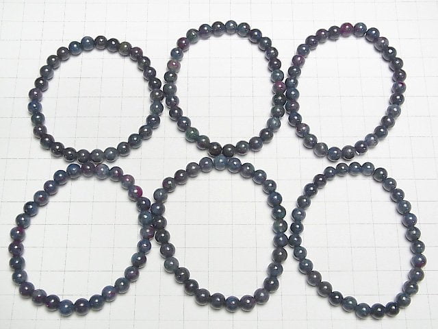 Rubin-Saphir in Kyanit Rund 6mm Armband