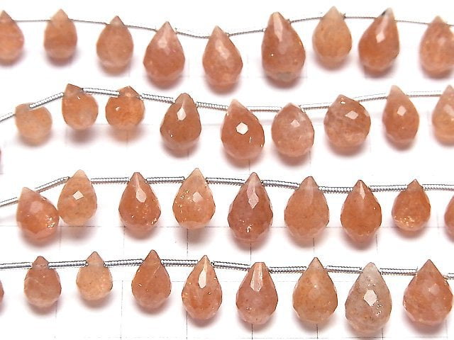 Hochwertiger Sonnenstein AA++ Tropfen facettierte Briolette 1Strang Perlen (20Stück)