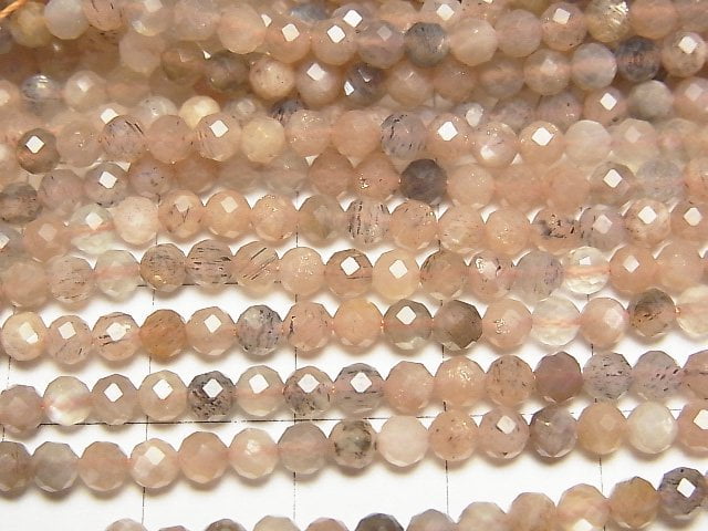 高品質!多色月光石 AAA 刻面圓珠 3mm 1串(約15英吋/37公分)