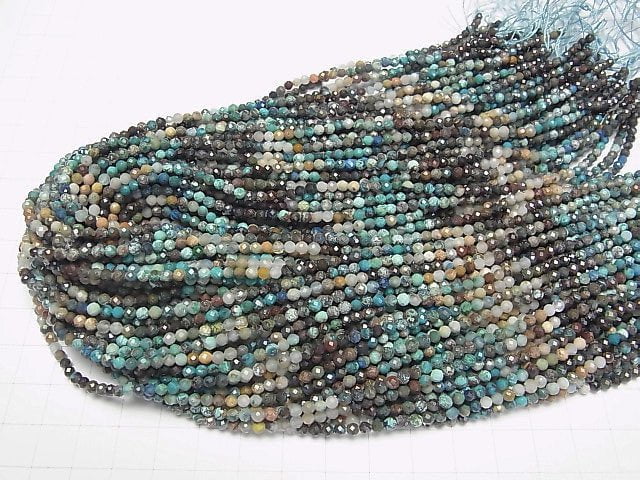 Hochwertig! Chrysokoll AA++ facettiert rund 3mm Farbverlauf 1Strang Perlen (ca. 15 Zoll/36 cm)