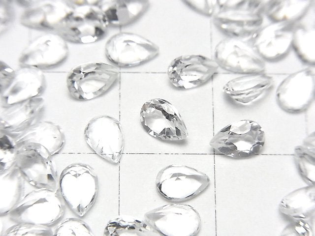 高品質白色托帕石 AAA 級梨形刻面裸石 6x4mm 10 顆