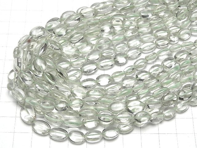 Hochwertiger grüner Amethyst AAA- oval halb oder 1Strang Perlen (ca. 15 Zoll/38 cm)