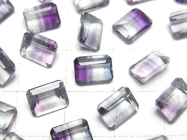 高品質雙色螢石 AAA 散珠 矩形刻面 8x6mm 1顆