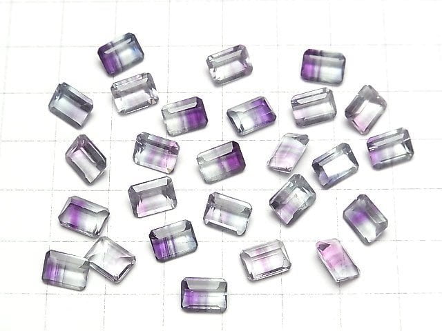 Hochwertiger Bicolor-Fluorit AAA lose Steine rechteckig facettiert 8x6mm 1Stück