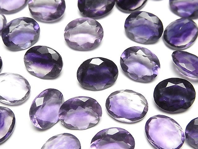 高品質紫色螢石 AAA 刻面橢圓形裸石 10x8mm 2顆
