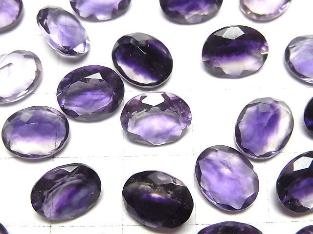 高品質紫色螢石 AAA 刻面橢圓形裸石 10x8mm 2顆