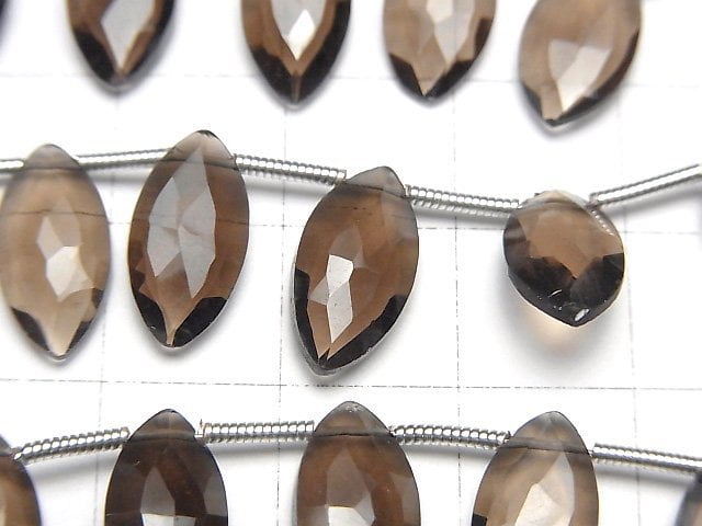 High Quality Smoky Quartz AAA- Marquise Faceted Briolette 1strand beads (17pcs)