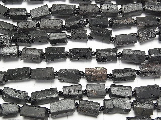 Schwarzer Turmalin Rohrohr - facettierter Nugget 1Strang Perlen (ca. 15 Zoll/38 cm)
