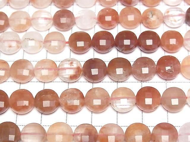 紅赤鐵礦刻面錢幣珠 10x10x6.5mm 半串或1串珠子 (約15英寸/36厘米) 高品質!