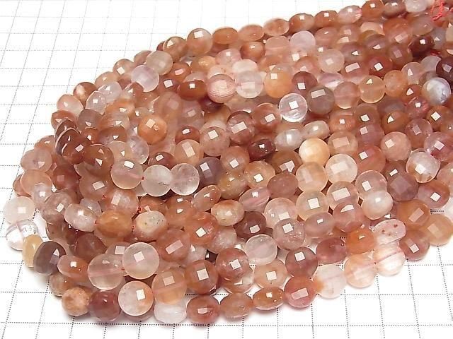 紅赤鐵礦刻面錢幣珠 10x10x6.5mm 半串或1串珠子 (約15英寸/36厘米) 高品質!