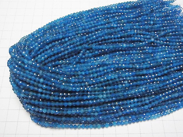 Hochwertig! Neonblauer Apatit AA++ facettierte runde 3mm 1strang Perlen (ca. 15 Zoll / 37 cm)