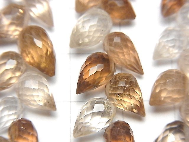 高品質棕色拓帕石 AAA 級 - 花苞刻面梨形墜飾 1 串珠子 (約 6 吋/15 公分)