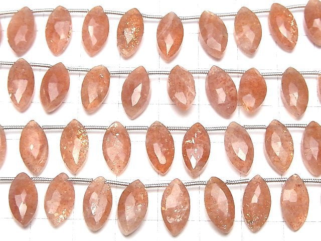 Hochwertiger Sonnenstein AA++ Marquise facettierte Briolette 1strang Perlen (8 Stück)