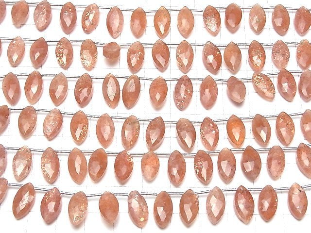 Hochwertiger Sonnenstein AA++ Marquise facettierte Briolette 1strang Perlen (8 Stück)