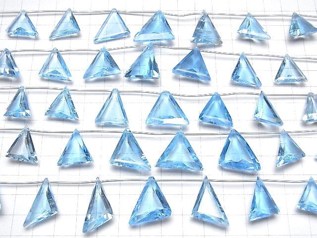 Hochwertiger himmelblauer Topas AA++ dreieckig facettierte halb oder 1strang Perlen (ca. 6 Zoll / 14 cm)
