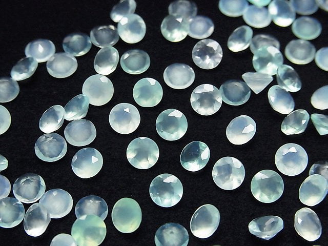 Hochwertiger peruanischer blauer Opal AAA- lose Stein rund facettiert 5x5mm 3 Stück