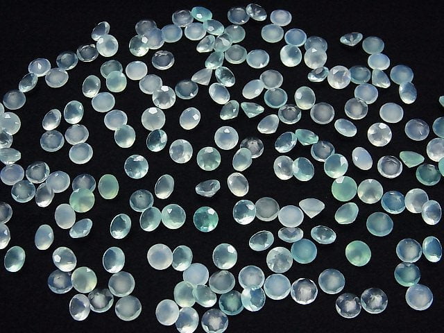 Hochwertiger peruanischer blauer Opal AAA- lose Stein rund facettiert 5x5mm 3 Stück