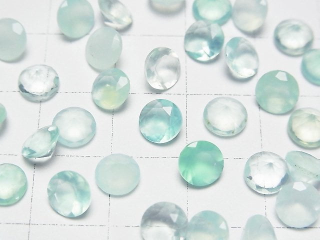 高品質秘魯藍蛋白石 AAA- 裸石 圓形刻面 6x6mm 2顆
