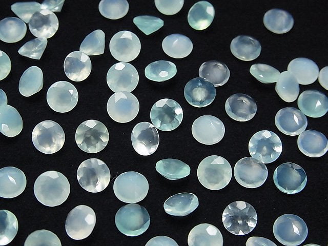 Hochwertiger peruanischer blauer Opal AAA- lose Stein rund facettiert 6x6mm 2 Stück