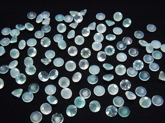 Hochwertiger peruanischer blauer Opal AAA- lose Stein rund facettiert 6x6mm 2 Stück