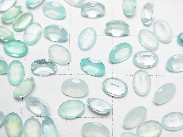 高品質秘魯藍蛋白石 AAA- 橢圓刻面裸石 6x4mm 3顆