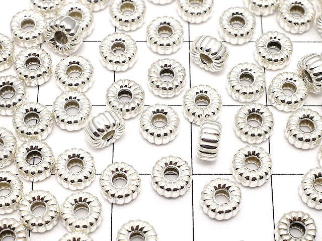 Silver925 Line Carved Soroban (Rondelle) 5.3x5.3x2.8mm 3pcs