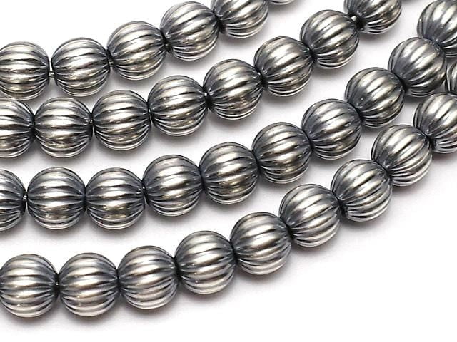 Silver 925 Navajo Pearl Line Carved Round 4mm 5pcs