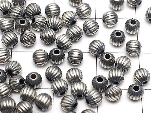Silver 925 Navajo Pearl Line Carved Round 4mm 5pcs