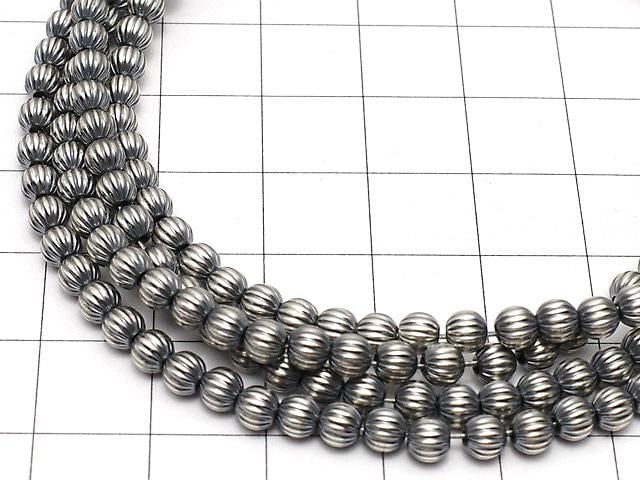 Silver 925 Navajo Pearl Line Carved Round 4mm 5pcs