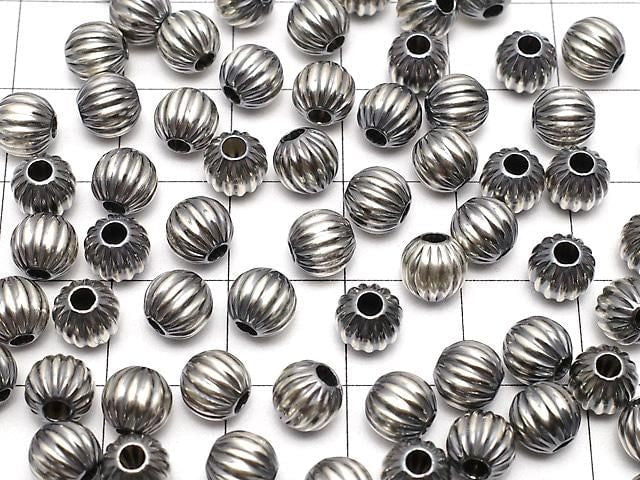 Silver925 Navajo Pearl Line Carved Round 6mm 1pc