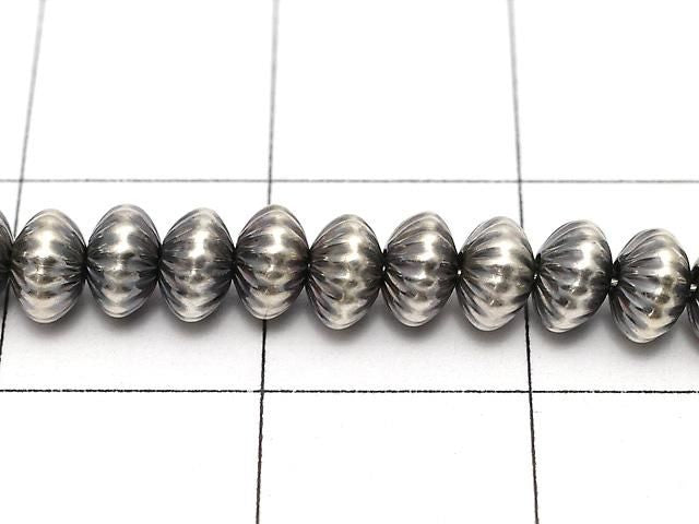 Silber 925 Navajo-Perle Linie geschnitzte Rondelle 4.5x4.5x3mm 5 Stück