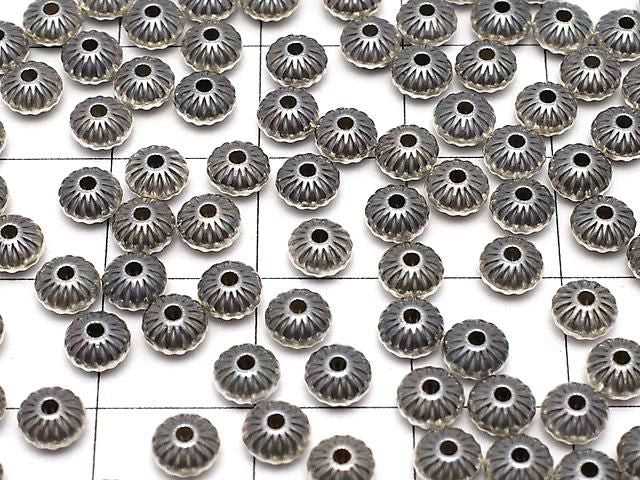 Silber 925 Navajo-Perle Linie geschnitzte Rondelle 4.5x4.5x3mm 5 Stück