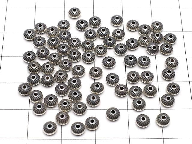 Silber 925 Navajo-Perle Linie geschnitzte Rondelle 4.5x4.5x3mm 5 Stück