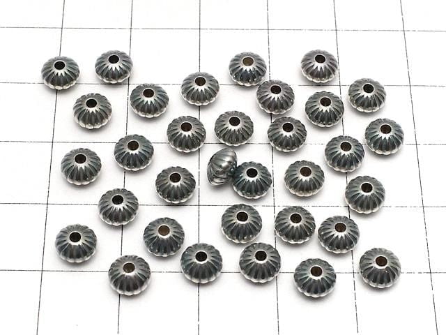 Silver925 Navajo Pearl Line Carved Rondelle 5.7x5.7x3.5mm 3pcs
